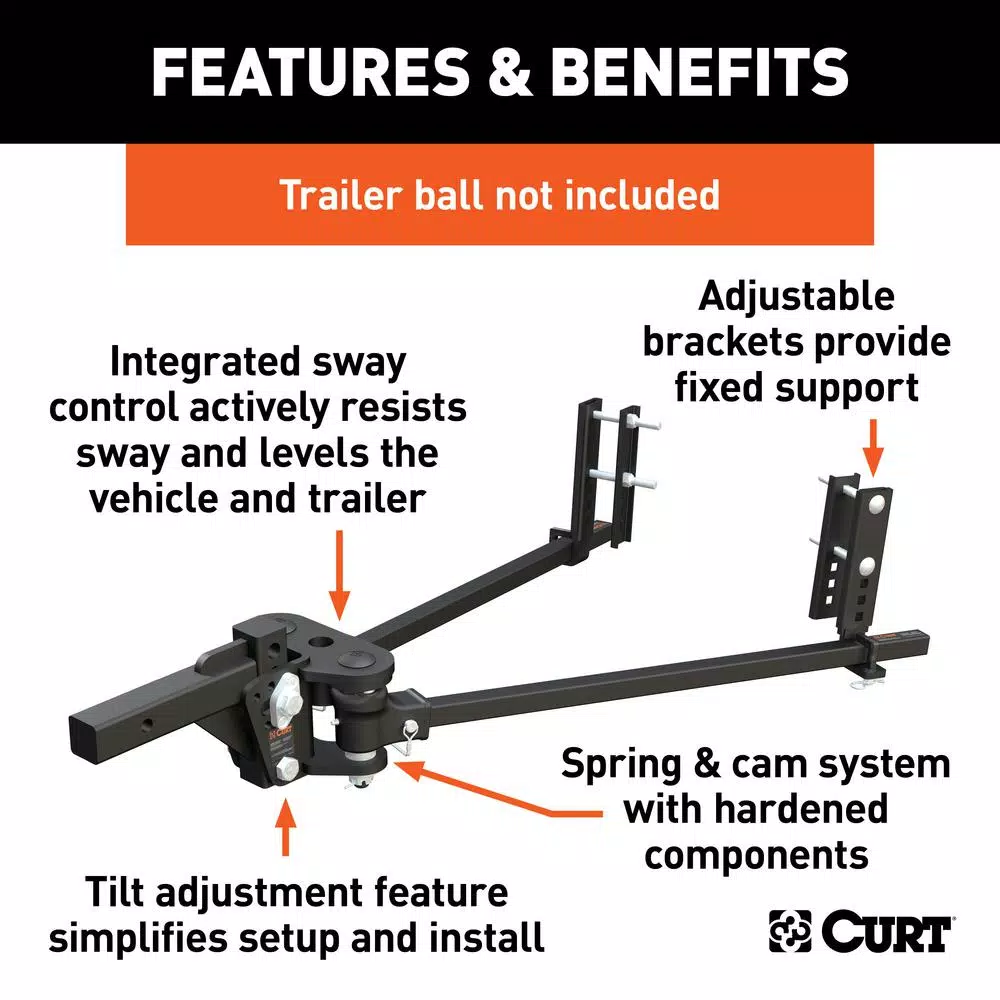 CURT TruTrack Weight Distribution System, 5,000 - 8,000 lbs. Capacity, 35-9/16" Bars