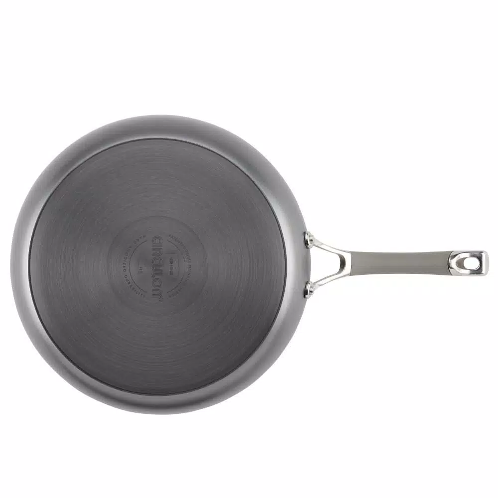 Circulon Elementum 12 in. Hard-Anodized Aluminum Nonstick Skillet with Glass Lid, Oyster Gray