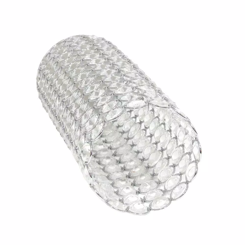Elegant Designs 11.25 in. Chrome and K5 Crystal Cylinder Decorative Table Vase