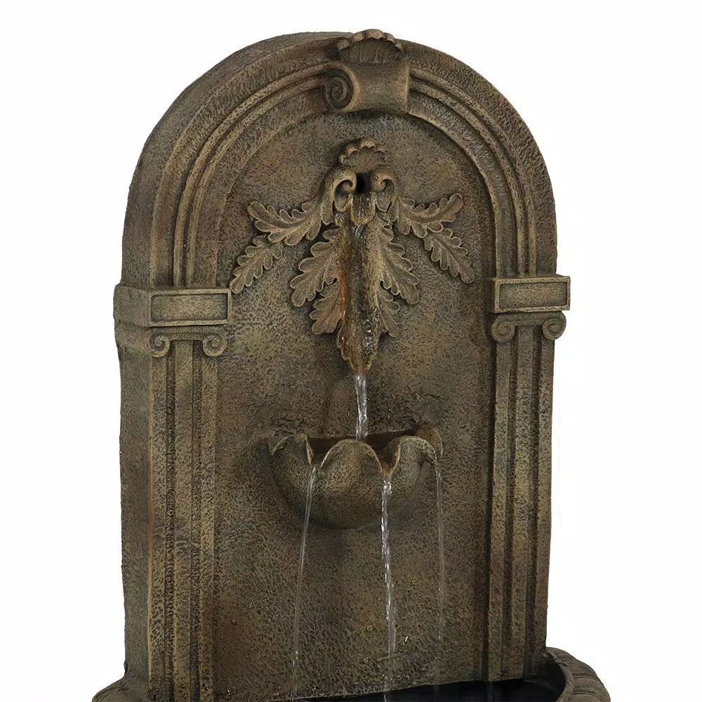 Sunnydaze Decor Florence Florentine Stone Electric Outdoor Wall Fountain, Gold