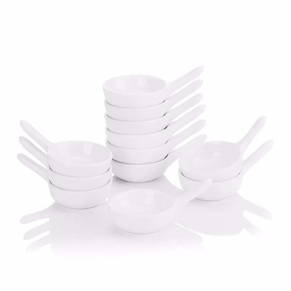 MALACASA 3.75 in. White Porcelain Ramekins Set of 12 - Versatile Ceramic Serving Dishes
