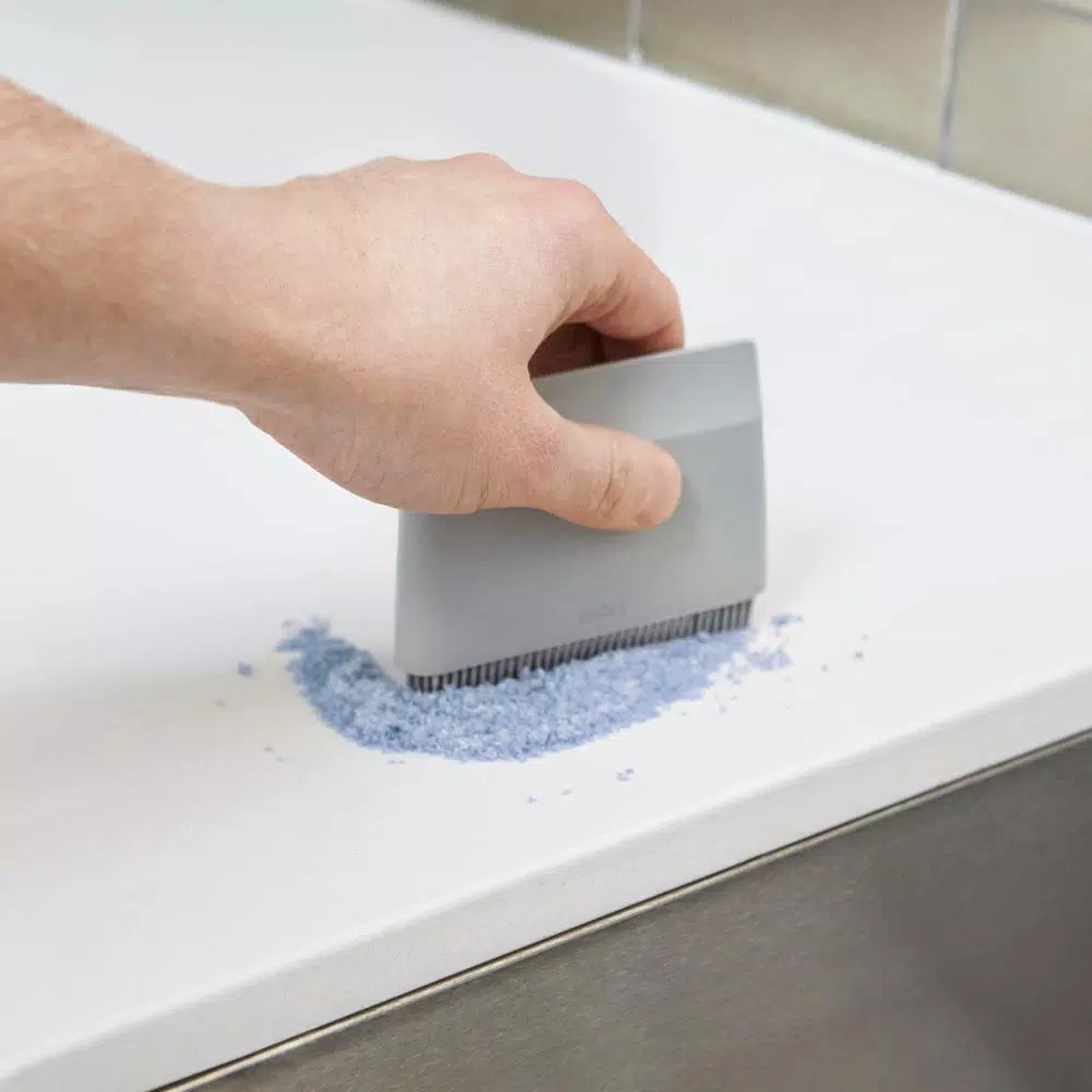 Umbra Flex 4 in. Silicone Sink Squeegee and Soft Brush Cleaner, Grey