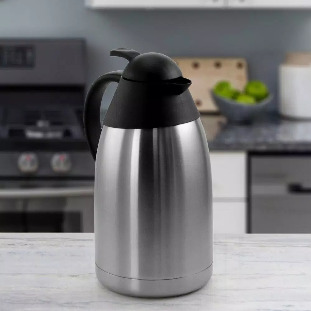 MegaChef 67.6 fl. oz. Stainless Steel Thermal Beverage Carafe with Black Lid