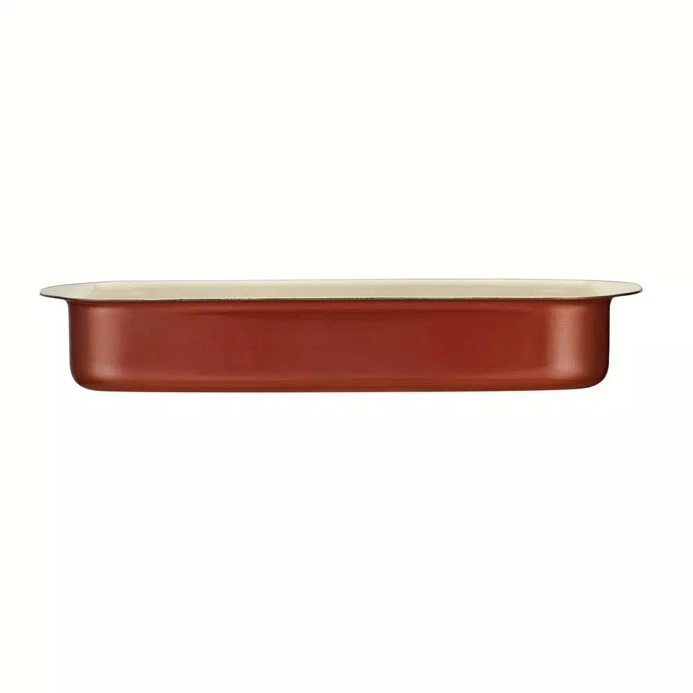 Tramontina Style Ceramica 14x10 in. Aluminum Roasting Pan, Metallic Copper