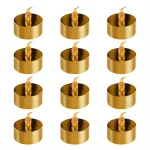 LUMABASE Gold Plated LED Tea Light Candles, 12-Count Battery Operated Flickering Amber Glow thumbnail 1