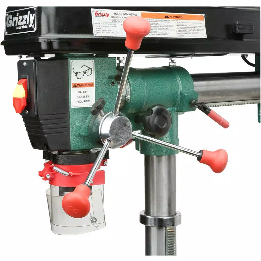 Grizzly Industrial 5-Speed Bench-Top Radial Drill Press with 1/2 in. Chuck and 1/2 HP Motor