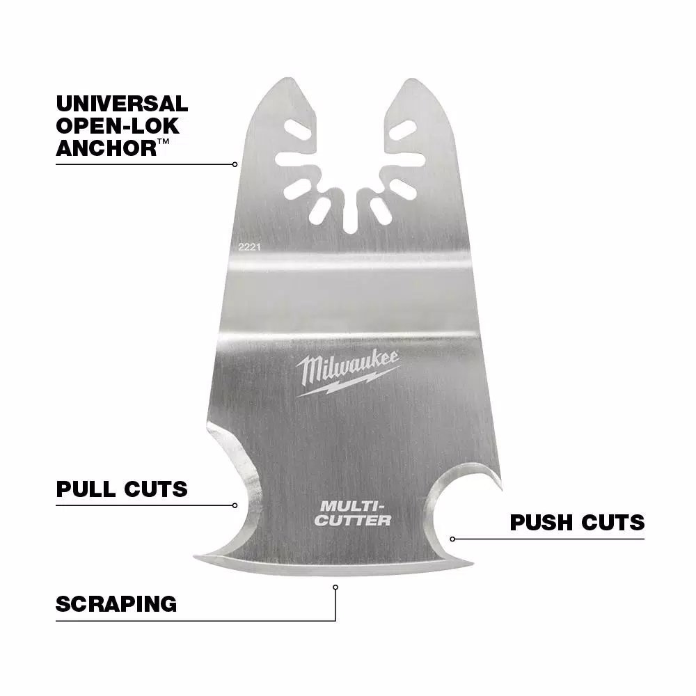 Milwaukee OPEN-LOK 3-in-1 Stainless Steel Oscillating Multi-Tool Cutting and Scraper Blade