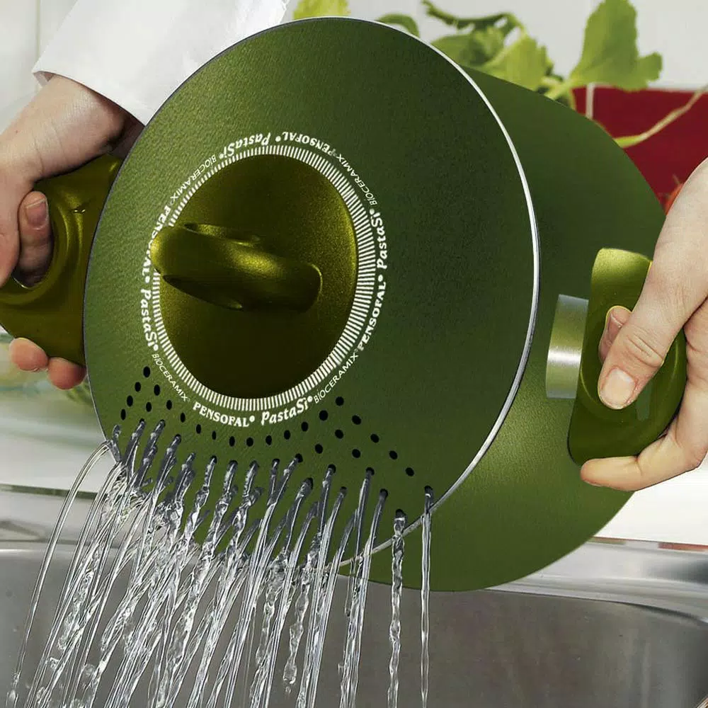 Pensofal PastaSI 5 Qt. Aluminum Nonstick Pasta Pot with Locking Strainer Lid - Terre di Siena