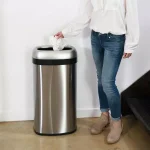 iTouchless 16 Gal. Oval Stainless Steel Open Top Commercial Trash Can with Dual Odor Filters thumbnail 2