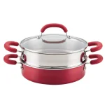 Rachael Ray Create Delicious 3 qt. Aluminum Nonstick Steamer Set, Red Shimmer thumbnail 1