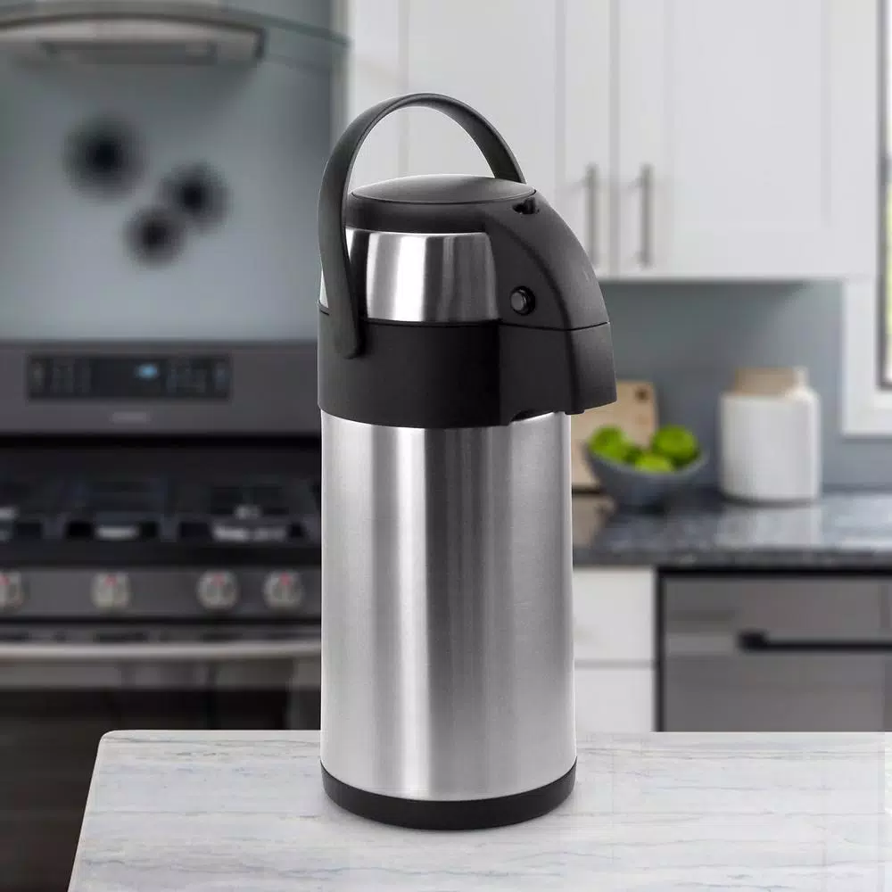 MegaChef 3L Stainless Steel Airpot Hot Water Dispenser, Double Insulated Beverage Server