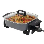 West Bend 12 in. Gray Square Electric Skillet with Grease Channel and Tilt Leg thumbnail 2