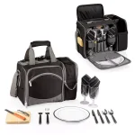 Picnic Time Malibu Black Wood Picnic Cooler Tote - Insulated Picnic Set for Two thumbnail 2
