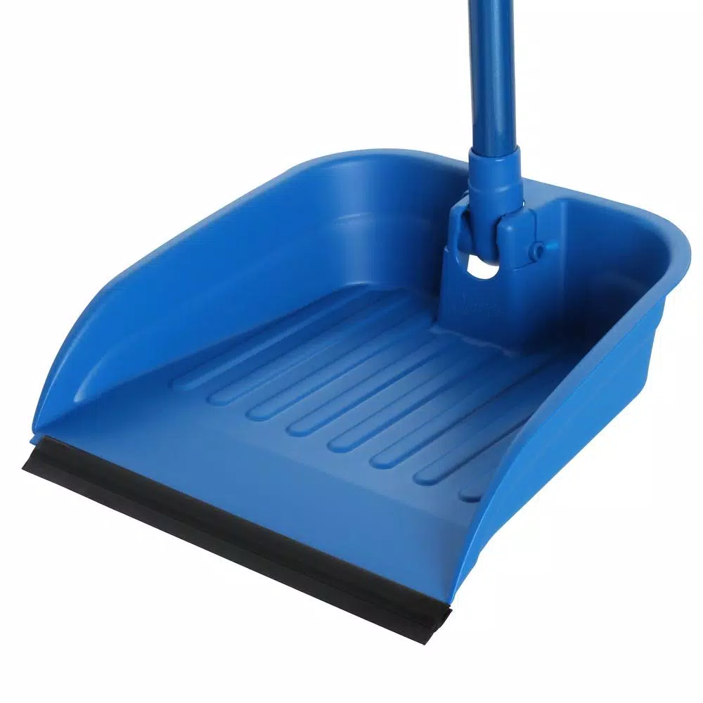 Quickie Stand and Store Lobby Broom and Dustpan Set, Blue