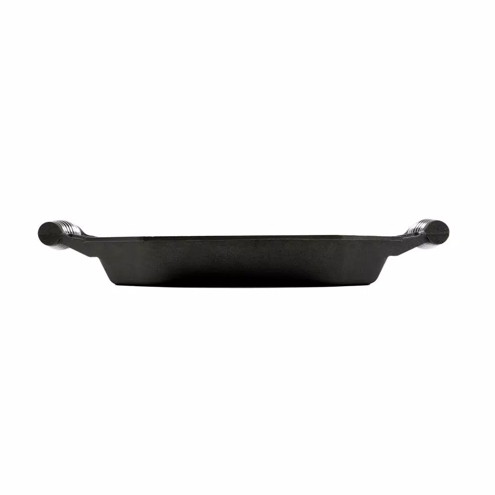 FINEX 12 in. Cast Iron Grill Pan with Stainless Steel Speed Cool Handles, Black