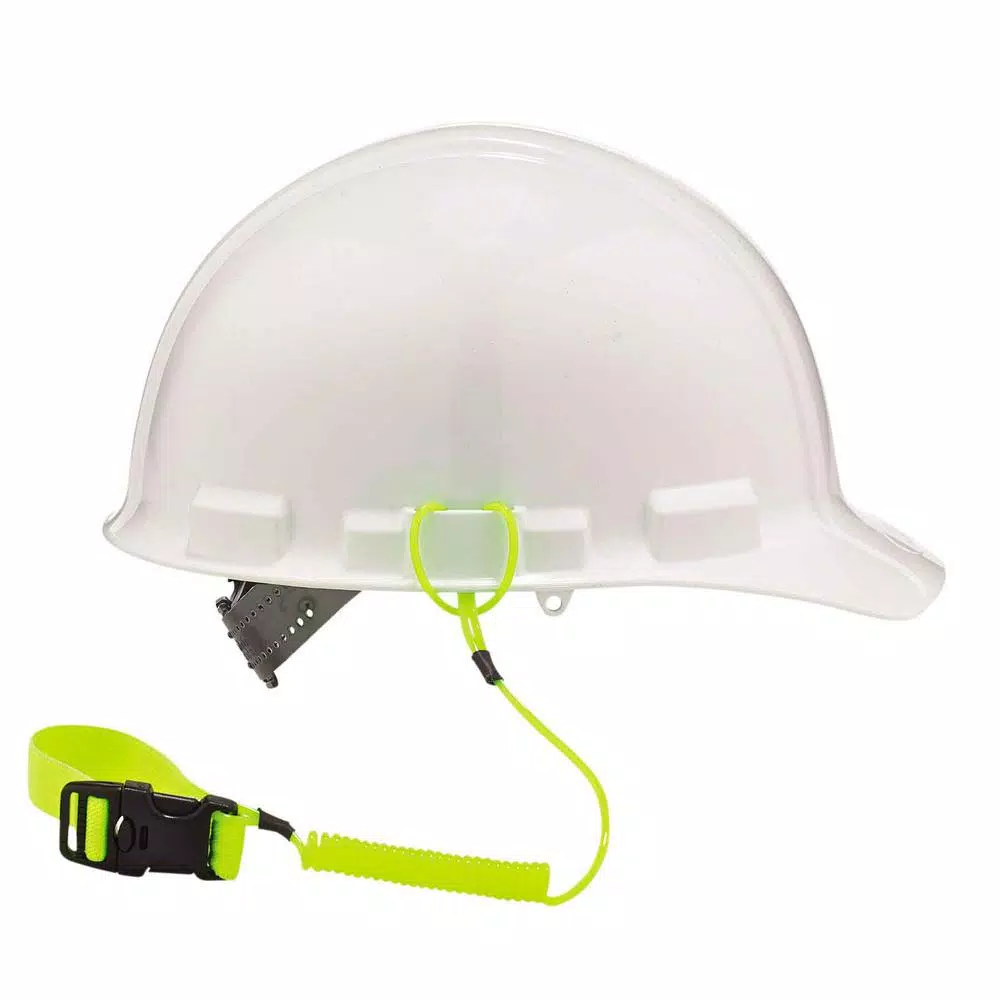 Ergodyne Squids 3157 Lime Coil Hard Hat Lanyard with Double Lock Buckle