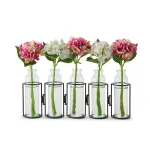 Danya B. 8 in. Hinged 5-Bottle Vase, Black Iron and Clear Glass thumbnail 2