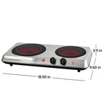 Ovente 1700W Double Electric Hot Plate, Infrared Glass Cooktop with 2 Burners, Silver thumbnail 7