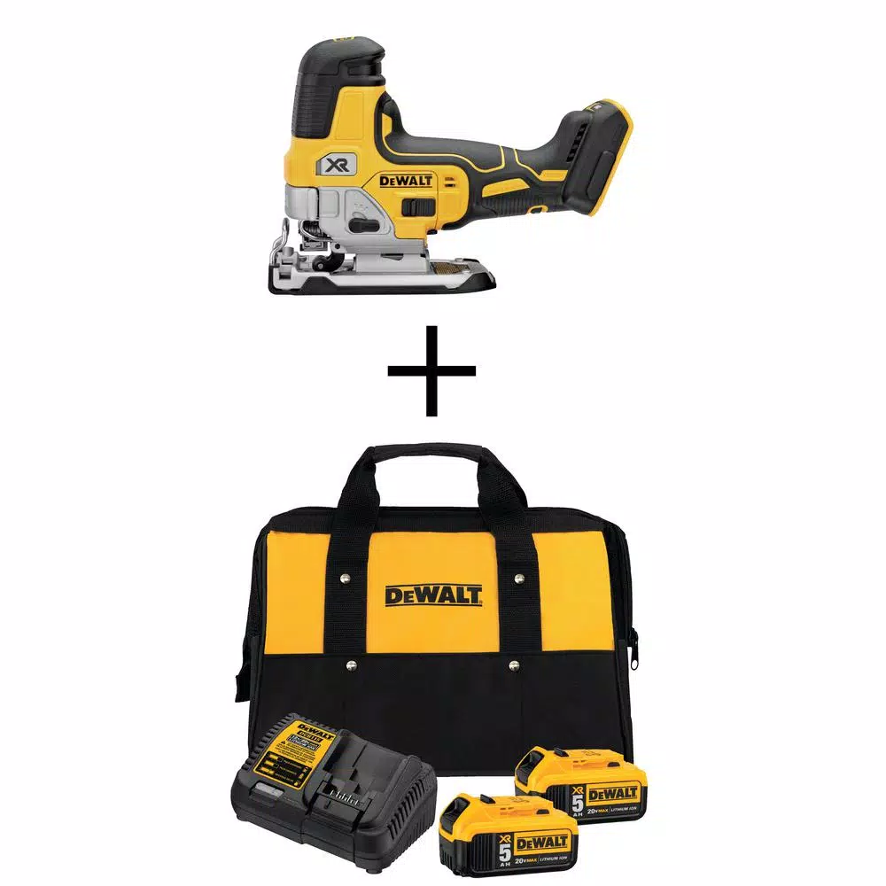 DEWALT 20V MAX XR Brushless Cordless Barrel Grip Jigsaw Kit with (2) 5.0Ah Batteries & Charger