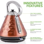 Ovente Cleo Collection 1.7L Copper Electric Kettle, 1500W Stainless Steel Tea Kettle with Auto Shut-Off thumbnail 5