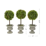 Pure Garden 12.5 in. Faux Boxwood Topiary Arrangement with Decorative Urn, Set of 3 thumbnail 2