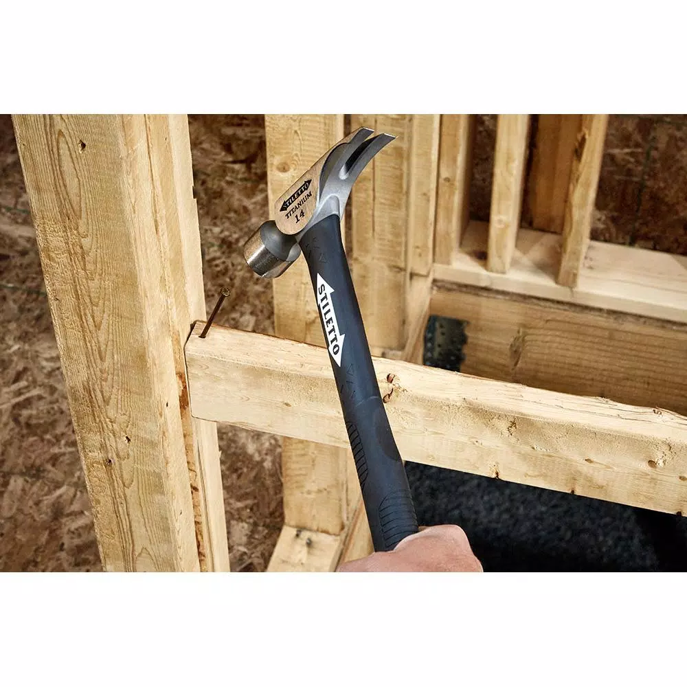 Stiletto TI14MC-F 14 oz. Titanium Milled Face Hammer with 16 in. Curved Fiberglass Handle