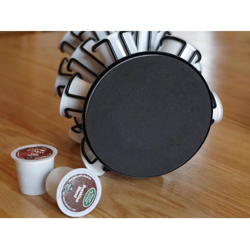Casa Bellante Chrome Steel Coffee Pod Carousel Organizer for 24 Keurig K-Cups