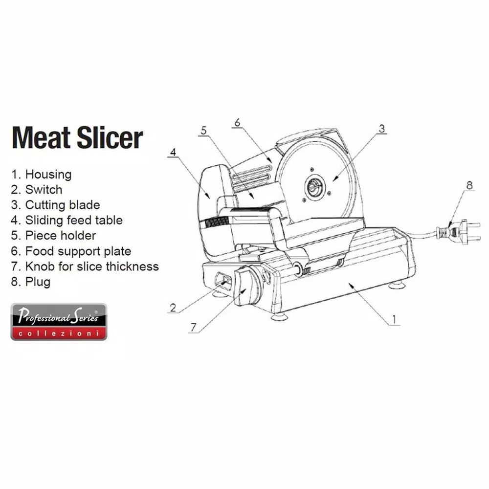 Continental Professional Series 7.5 in. Stainless Steel Meat Slicer with 180W Motor