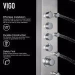 VIGO Brielle 70.5 in. Stainless Steel 6-Jet High Pressure Shower Panel System with Rainhead and Handheld thumbnail 4