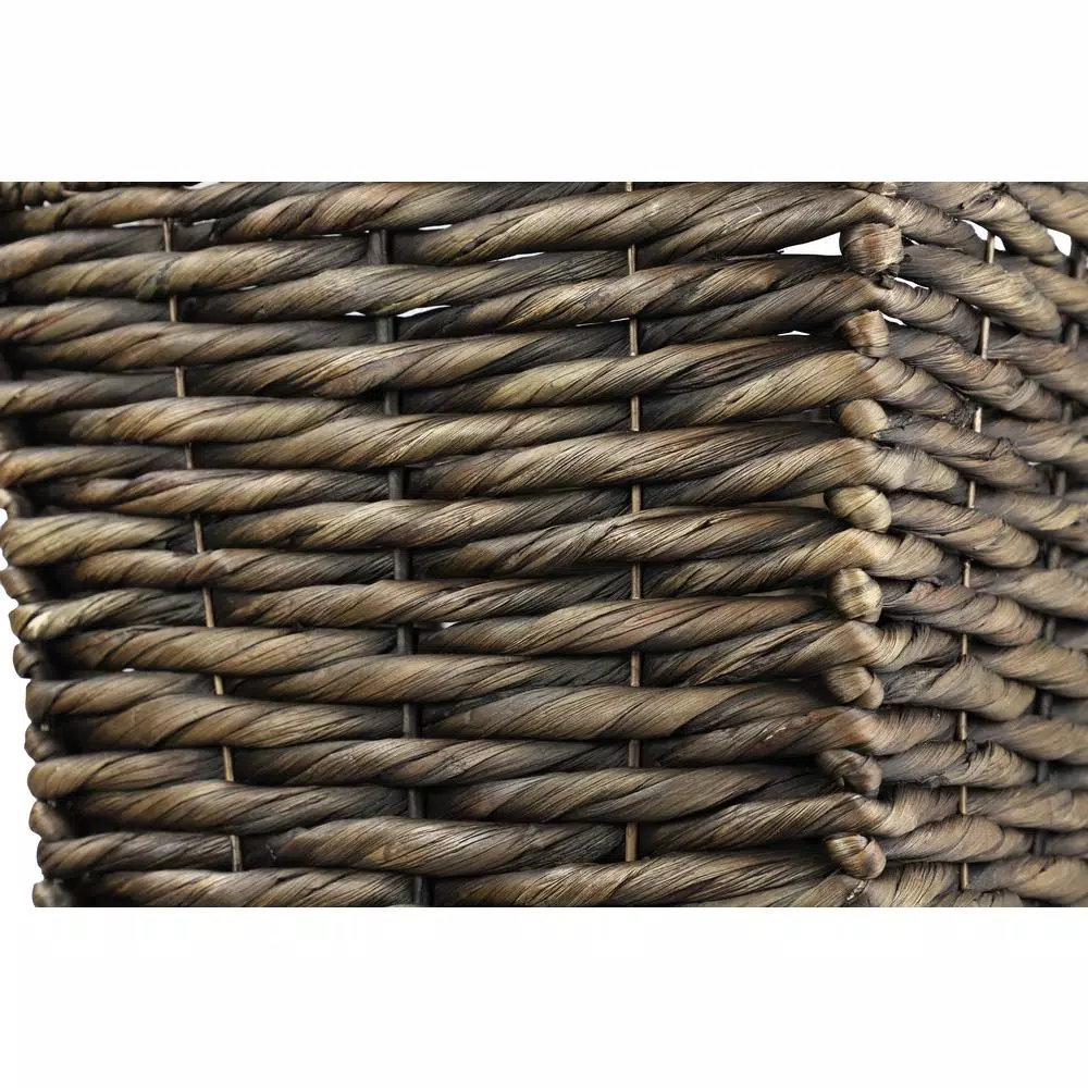 LITTON LANE Large Square Water Hyacinth Wicker Storage Baskets, Dark Brown (Set of 3)