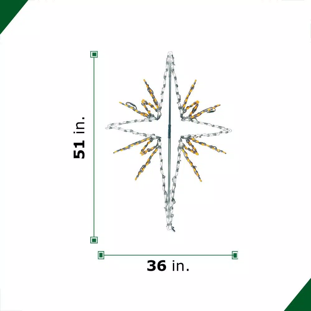 Fraser Hill Farm 4 ft. Bethlehem Star LED Christmas Light - 148 Gold & White Lights