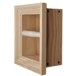 Unbranded Newton Recessed Toilet Paper Holder with Melbourne Frame, Solid Pine, Unfinished thumbnail 1