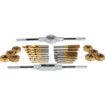 MIBRO 26-Piece Metric Tap, Die and Drill Bit Set with Titanium Coated GCr15 Alloy Steel thumbnail 2