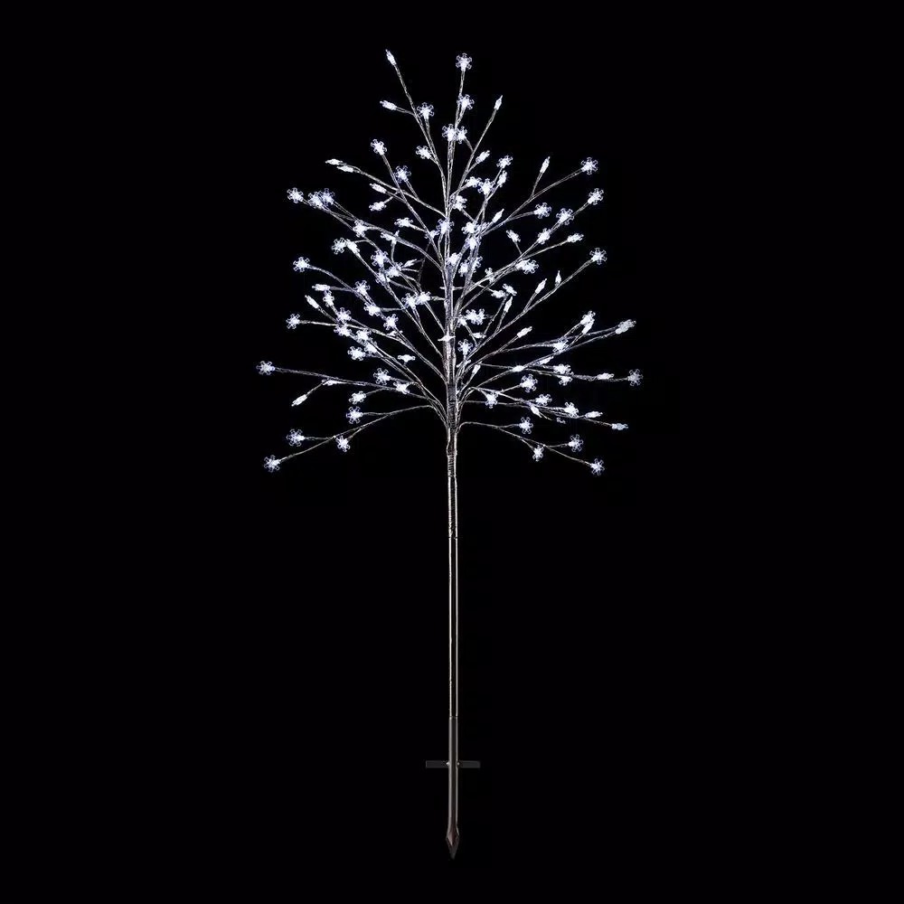 Alpine Corporation 58 in. Frosty Christmas Snowflake Tree with 120 Cool White LED Lights