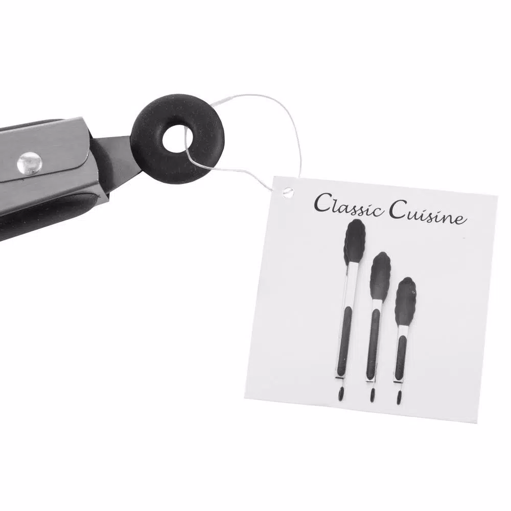 Classic Cuisine Stainless Steel Kitchen Tongs with Silicone Tips, 3-Piece Set
