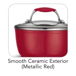 Tramontina Gourmet Ceramica Deluxe 1.5 Qt. Aluminum Ceramic Nonstick Sauce Pan with Glass Lid, Metallic Red thumbnail 6