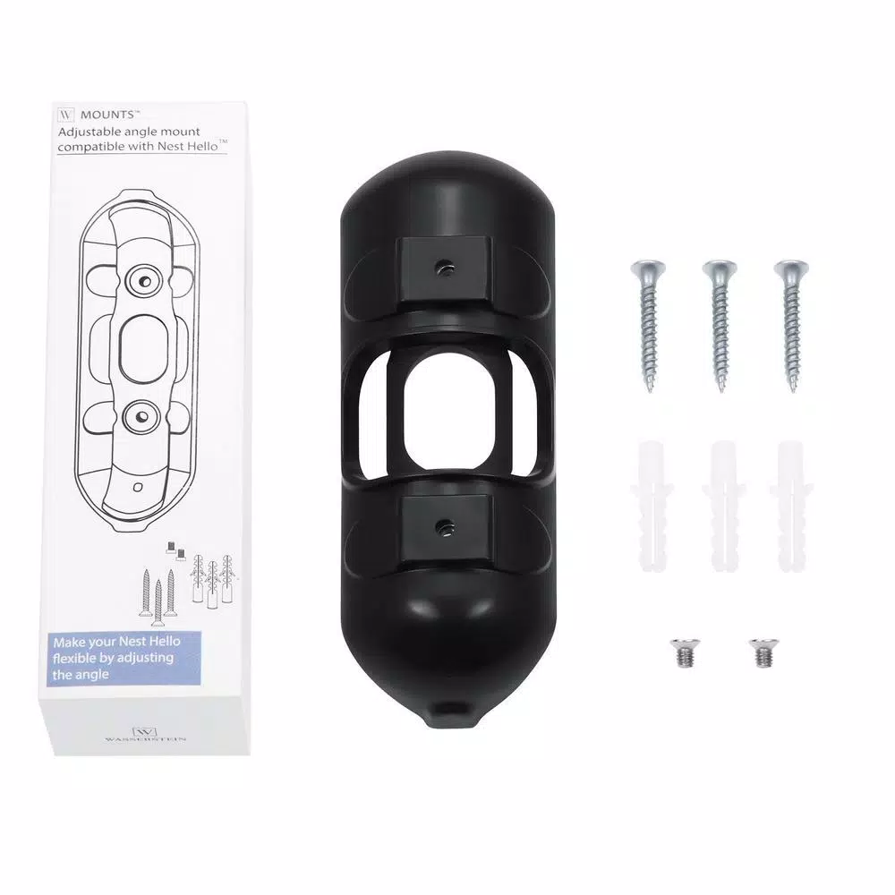 Wasserstein Adjustable Angle Wall Mount for Google Nest Hello Video Doorbell, Black