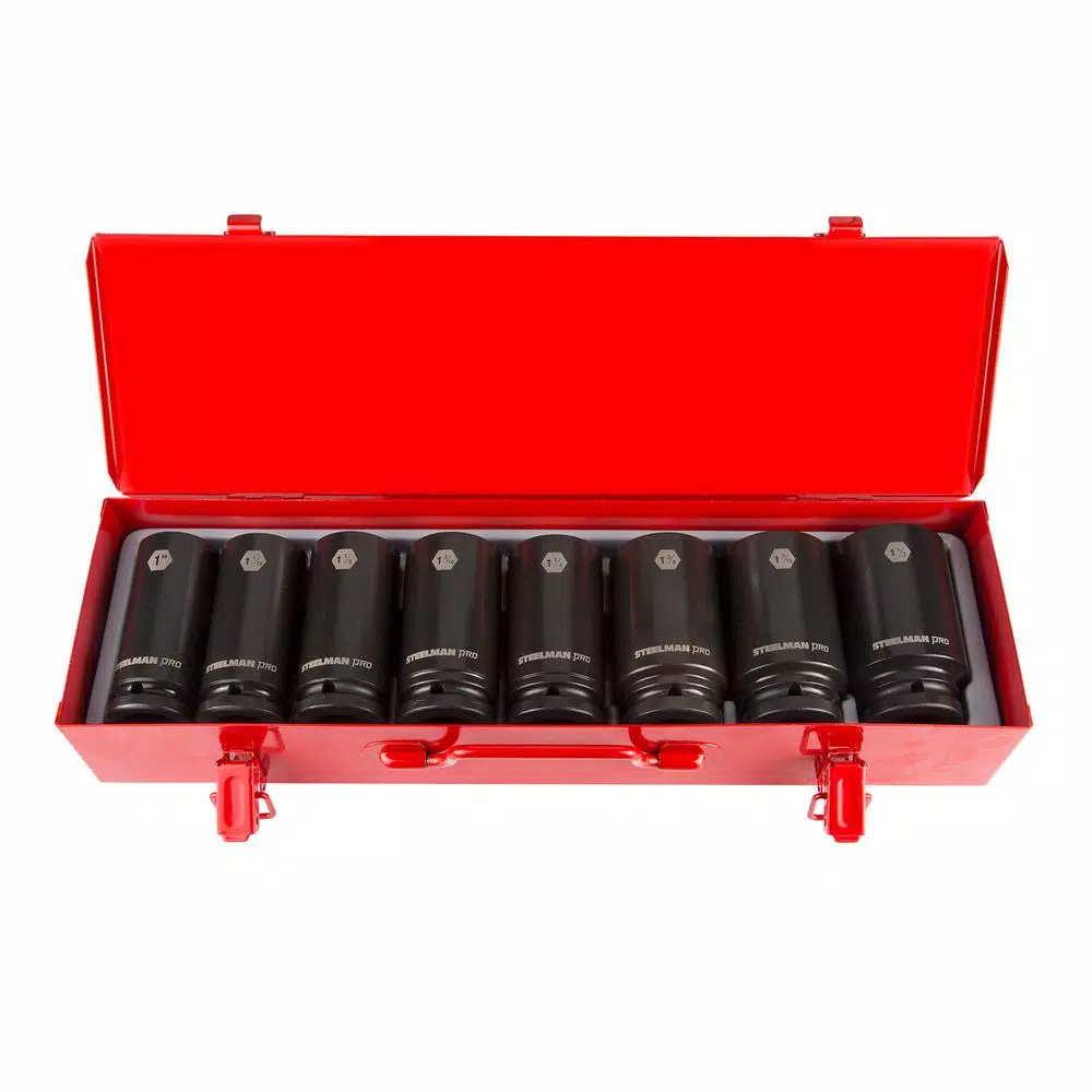 Steelman PRO 79285 3/4 in. Drive 6-Point SAE Deep Impact Socket Set, 8-Piece