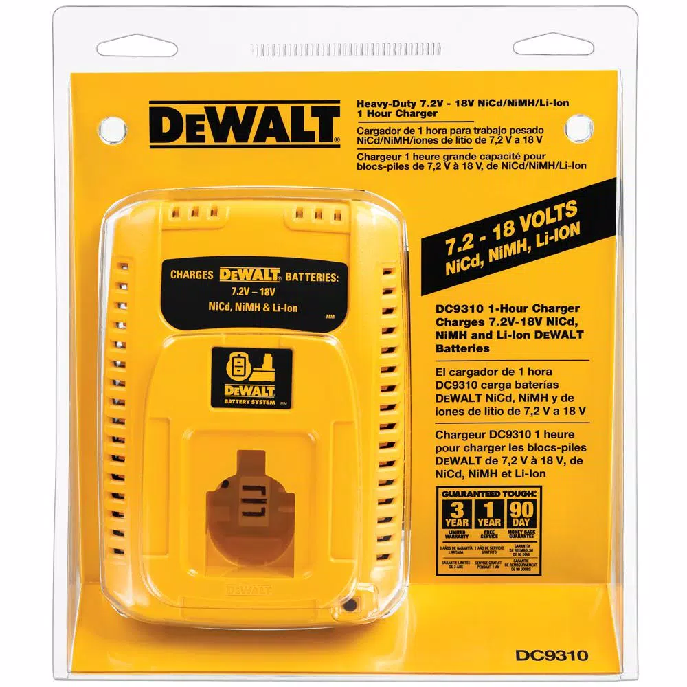 DEWALT 18V 1-Hour Fast Battery Charger for 7.2V-18V Li-Ion, NiMH, and NiCd Batteries