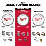 Milwaukee 8 in. 42T Carbide Metal & Stainless Steel Circular Saw Blade thumbnail 4