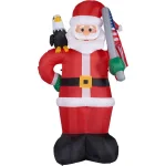 Fraser Hill Farm 8 ft. Americana Santa with Bald Eagle & American Flag Christmas Inflatable with Lights thumbnail 1