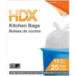 HDX 13 Gallon Kitchen Trash Bags, White, 25-Count thumbnail 1