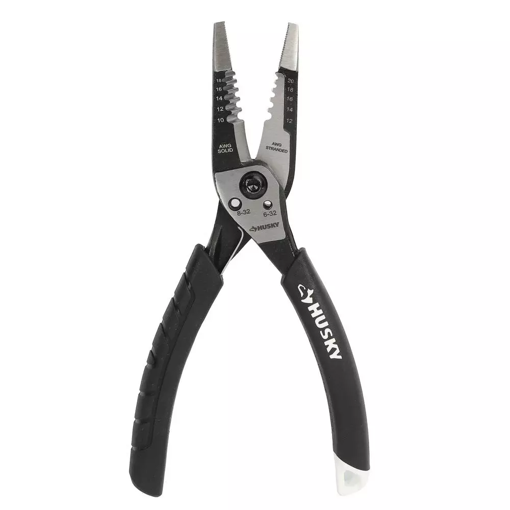 Husky 3.8 in. Wire Stripper and Cutter with Soft Grip Handles