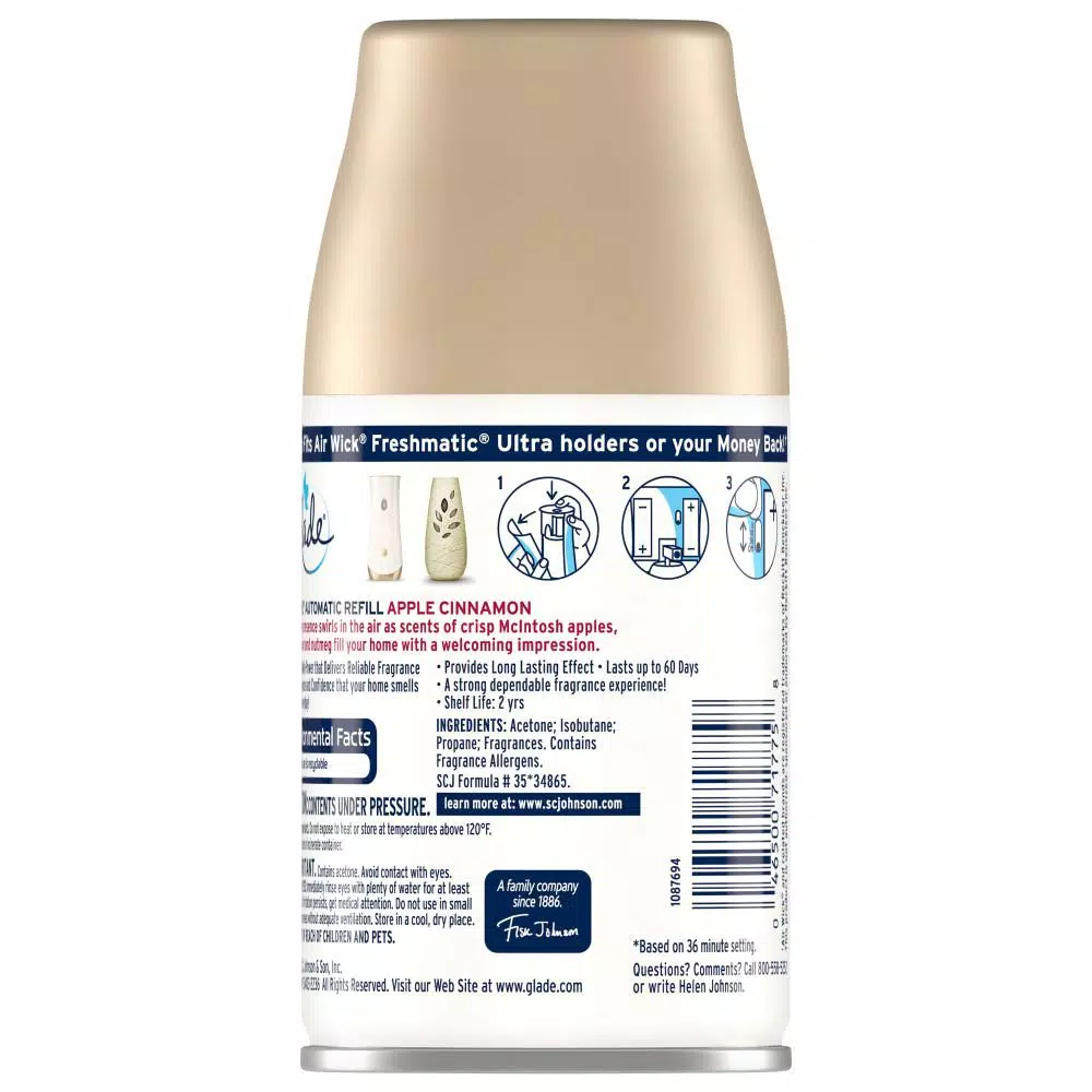 Glade Apple Cinnamon Automatic Air Freshener Spray Refill, 6.2 oz.