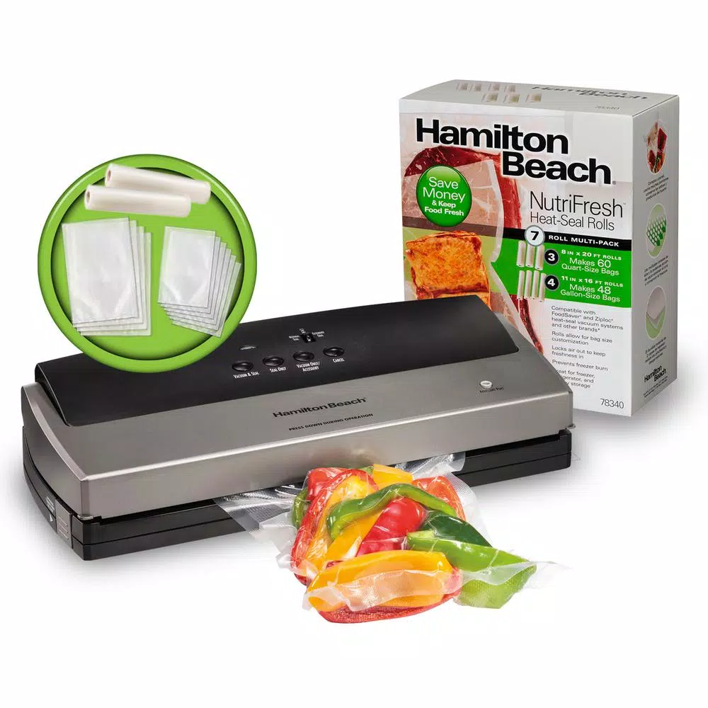 Hamilton Beach NutriFresh Clear Vacuum Sealer Bag Rolls, 7-Roll Multi-Pack