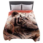 Lavish Home Multicolored Wildlife Throw Blanket - White Bengal Tiger Graphic thumbnail 2