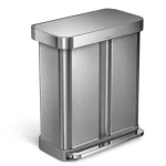 simplehuman 15 Gallon Dual Compartment Stainless Steel Step Trash Can and Recycling Bin thumbnail 5