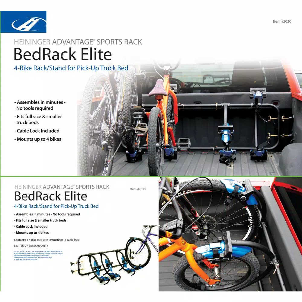 Advantage SportsRack Advantage Sports Bed Rack Elite 4-Bike Truck Bed Bike Rack, 120 lb Capacity