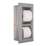 Unbranded Newton Recessed Toilet Paper Holder with Bevel Frame, Solid Pine, Gray thumbnail 2