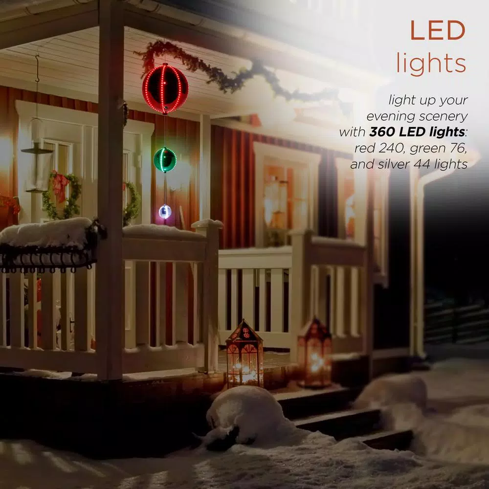 Alpine Corporation 3-Tier Hanging Christmas Ornaments with Chasing LED Lights, Indoor/Outdoor